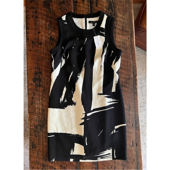 Banana Republic black and white abstract print 6 petite dress new with tags - Picture 3 of 14